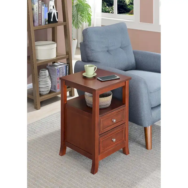 Convenience Concepts Melbourne 2 Drawer End Table with Shelf