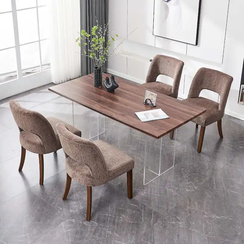 Set of 4 Fabric-upholstered Dining Chairs