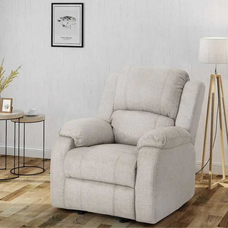 Slate / Beige / Grey Polyester Fabric Gliding Recliner with Pillowtop Arms – Classic Style, Seats 1