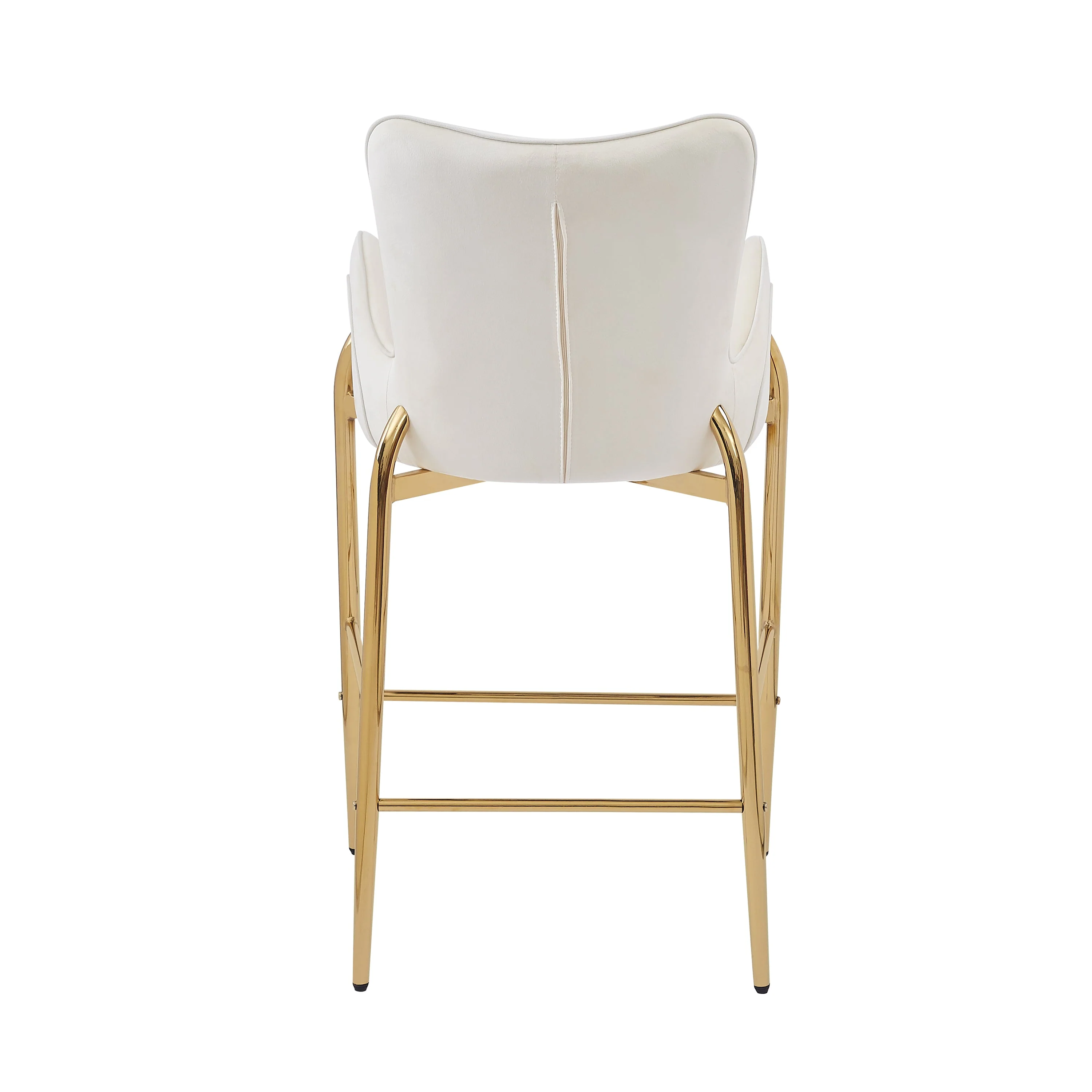 Set of 2 Velvet Counter Stools Tufted Bar Chairs Gold Frame