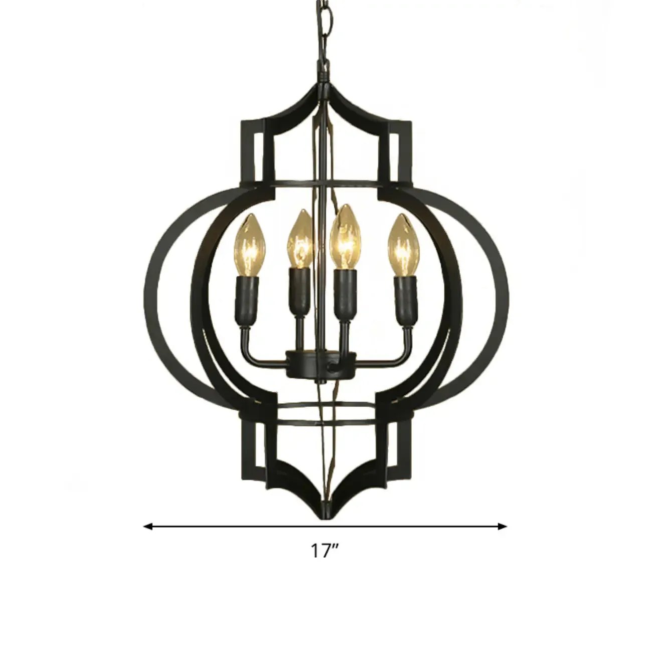 Industrial Black Metal Lantern Candle Chandelier