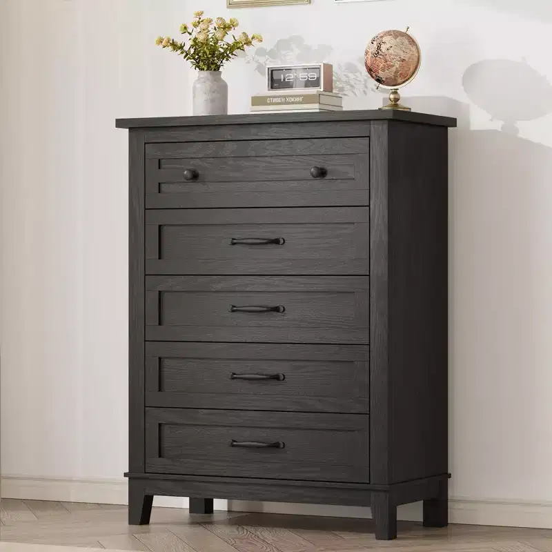 5 Dresser for Bedroom Set of 2, 41.3 in Tall Vertical Drawer Dresser with Large Storage, Freestanding Wooden Closet Chest for Bedroom, Living Room
