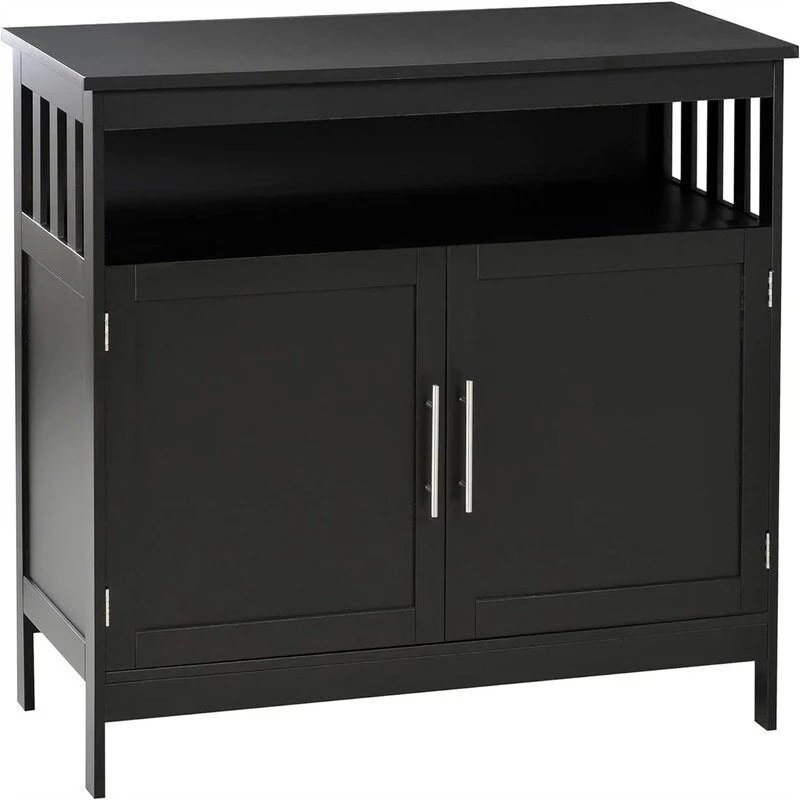 White Buffet Cabinet with Aluminum Handles