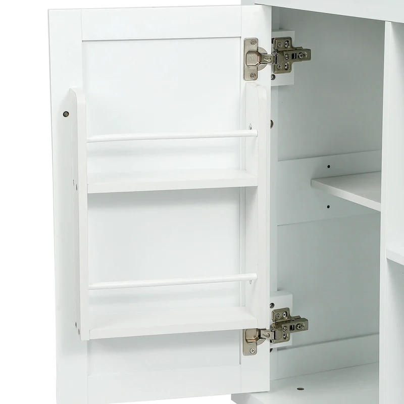 Kitchen Cart with Rubber wood Drop-Leaf Countertop