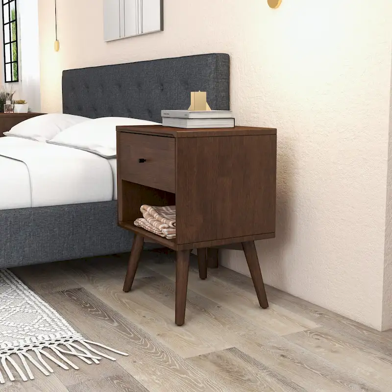 Novel Mid Century Modern Walnut Nightstand Bed Side Tables
