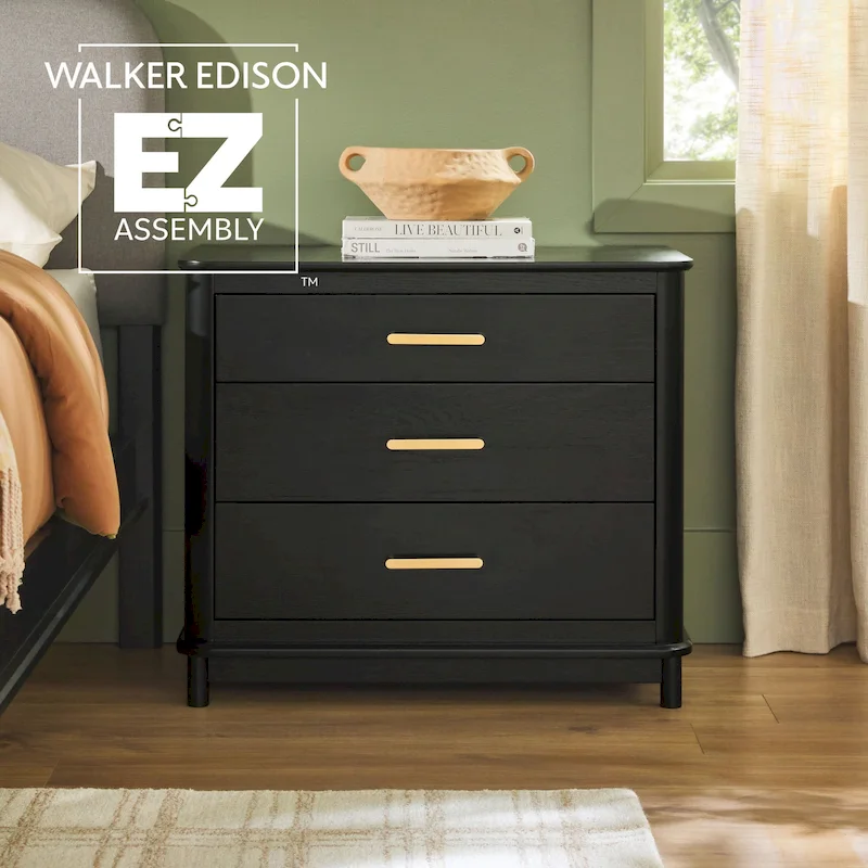 Walker Edison 3-Drawer Nightstand with Ultra-Easy Drawer Assembly