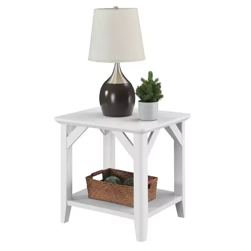 HomeStock 22 in.H White Color Rectangle Wood Table Top End Table 1 -piece