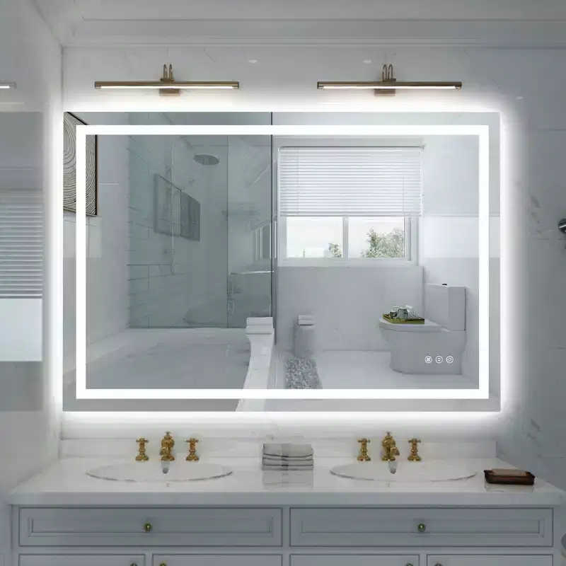 SUMERAIN 48x32 Wall Bathroom Mirror Shatter-Proof, Anti-Fog ETL Smart LED Vanity Mirror with Light
