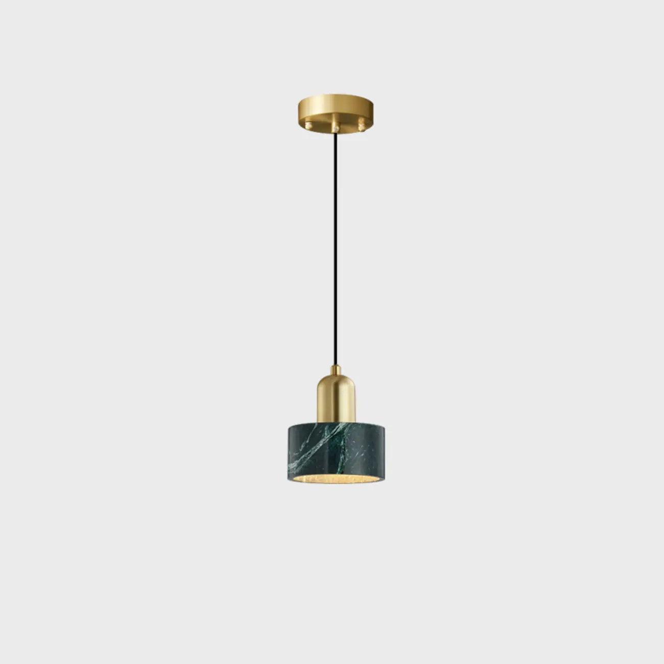 Modern Green Stone Cylinder Black Hanging Pendant Light