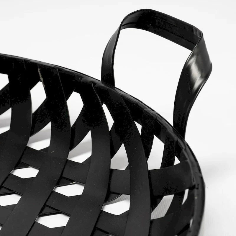 Lito Black Metal Round Serving Trays (Set of 2) - 26.8L x 23.8W x 5.5H