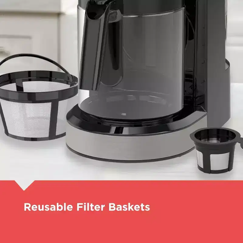 BLACK+DECKER Dual Brew 14-Cup Carafe Single Serve Coffee Maker, Auto-Clean, Compact Design, K-Cup  Reusable Ground Filter Compatible with 70 oz.