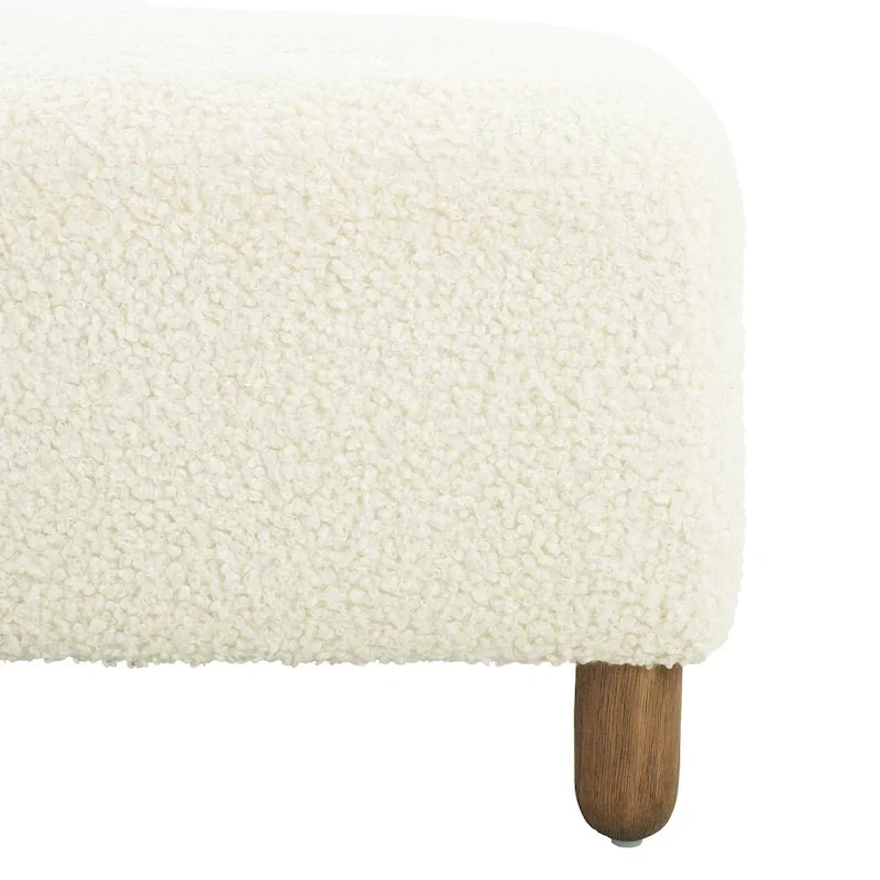 Fabric Upholstered Ottoman Bench with Wood Frame