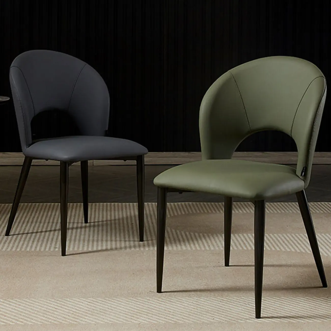 Mid Century Modern Dining Room Chairs Curved Back Faux Leather