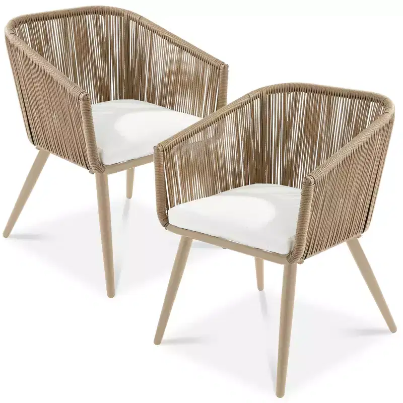 Best Choice Products Set of 2 Outdoor Patio Dining Chairs Woven Wicker Seating 250lb Capacity