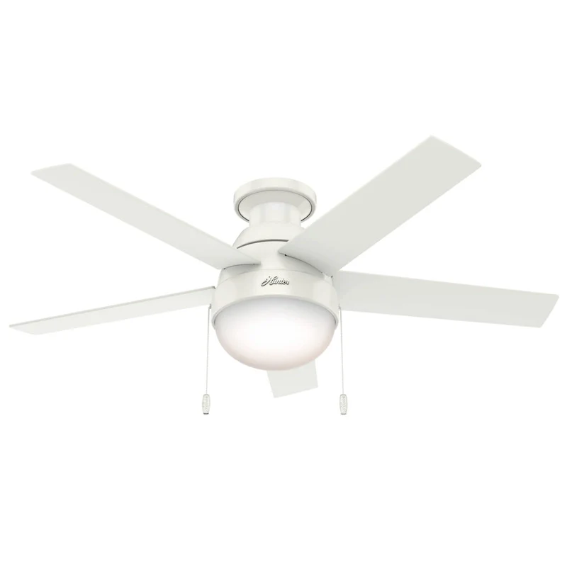 Hunter 46  Anslee Low Profile Ceiling Fan with LED Light Kit and Pull Chain - Silver