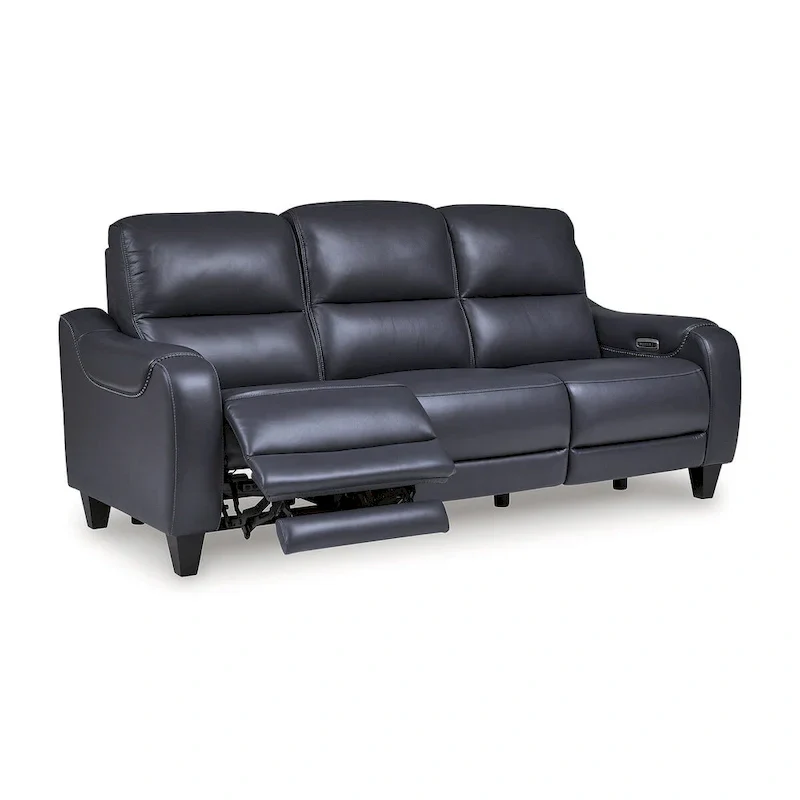 Leather Power Reclining Sofa with Adjustable Headrests and USB Charging