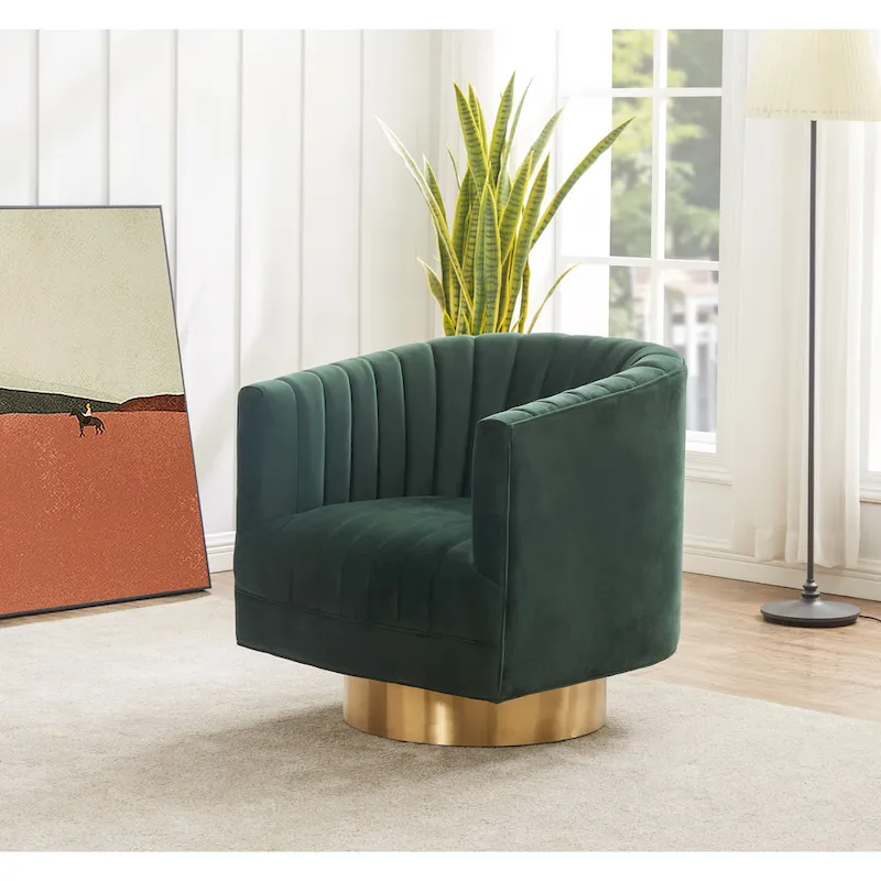 Couture Matejka Swivel Channel Tufted Barrel Chair - 28  W x 31  L x 30  H - 28Wx31Dx30H