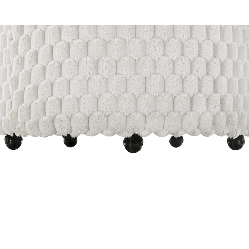 Off White 35 3D Upholstered Barrel Chair with Wheels