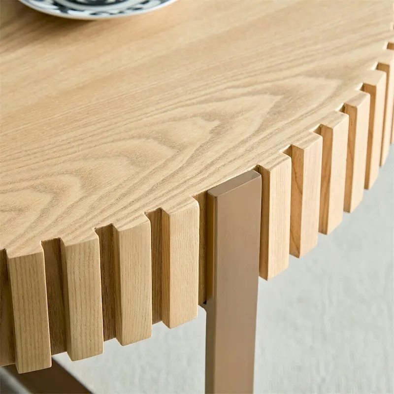 Modern 31.5 Round Coffee Table with Sturdy Metal Pedestal