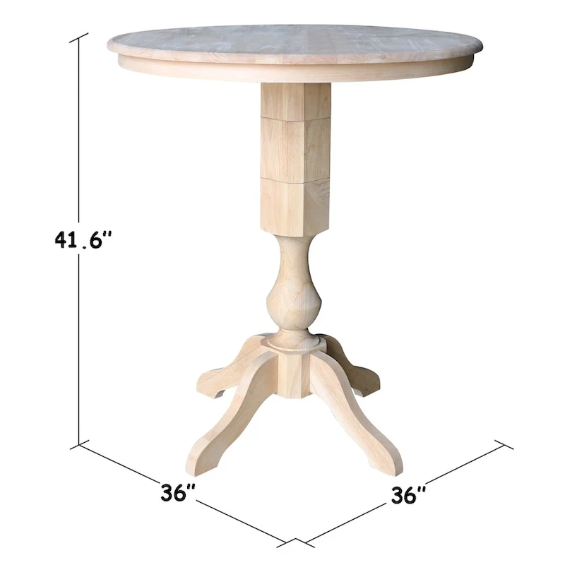 36 Round Top Pedestal Dining Table - Unfinished