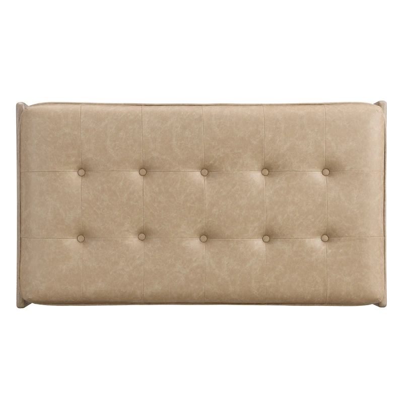 Christopher Knight Home - 48.4 Rectangle Tufted Upholstered Cocktail, Leather Ottoman Coffee Table with Rubber Wood Frame