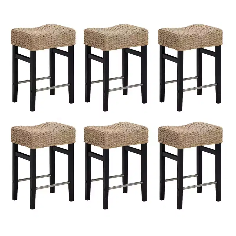 Nathan James Set of 6 Harvey Seagrass Counter Height Barstools