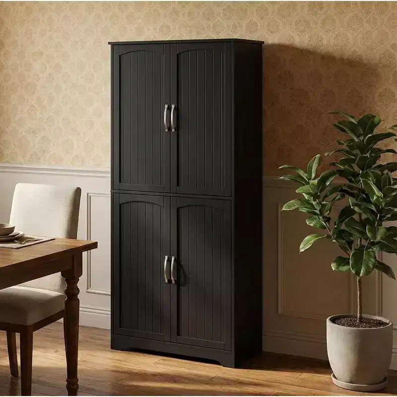 Farmhouse Kitchen Pantry Cabinet, 68 Tall Wood Pantry Storage Cabinet with Doors, Freestanding Cupboard for Dining Room Living Room Furniture