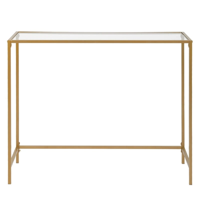 Modern Gold Frame 39.4 Entryway Console Table Glass Top