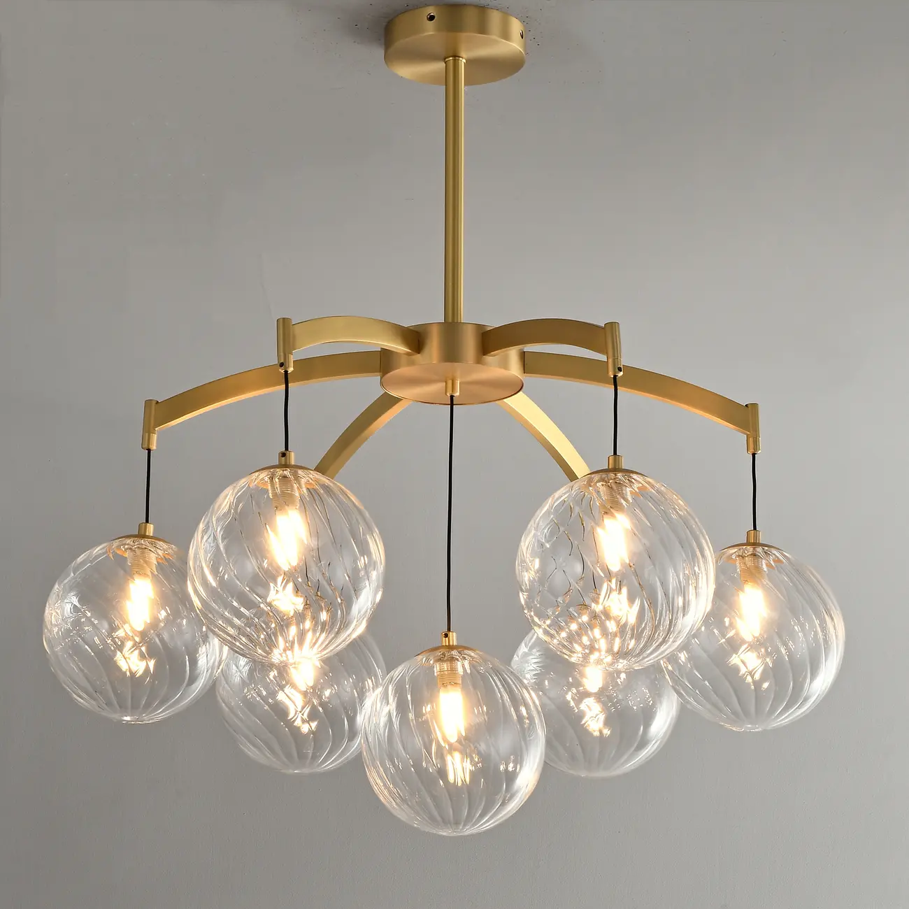 Gold Glass Orb Crystal Chandelier Modern Elegant Design