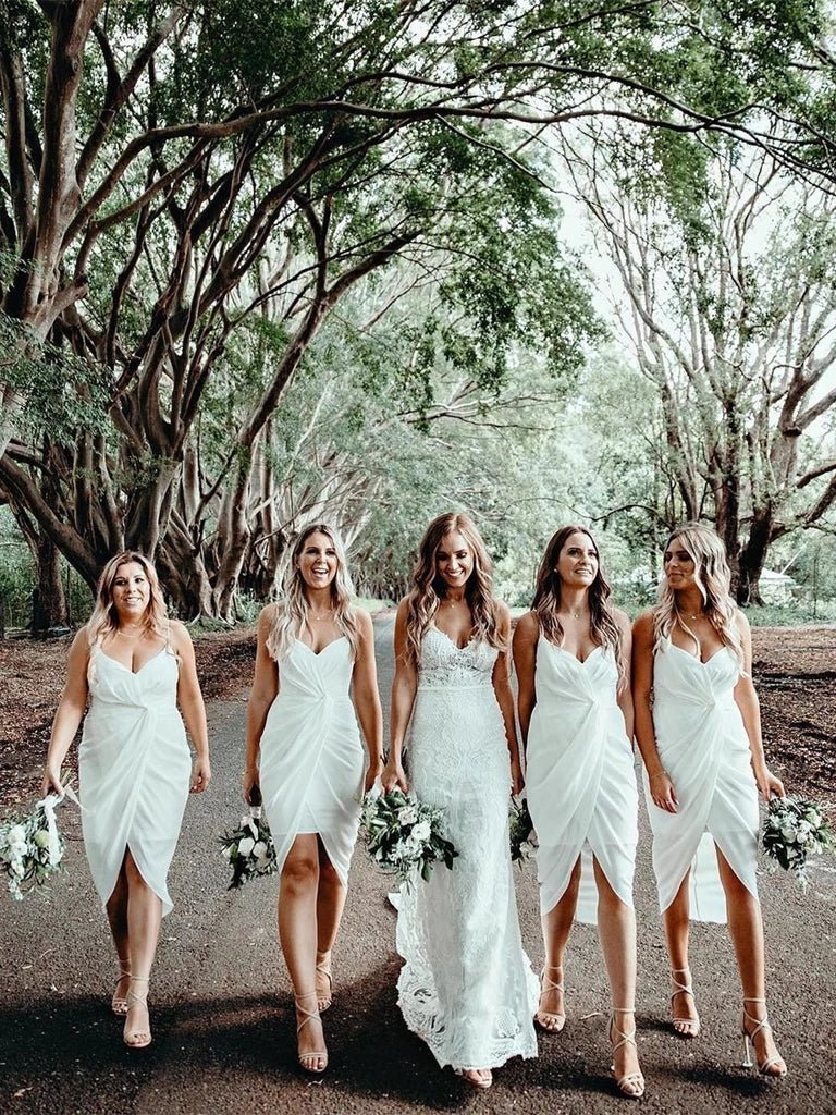 Cheap Sheath Bridesmaid Dresses Chiffon Short Gowns