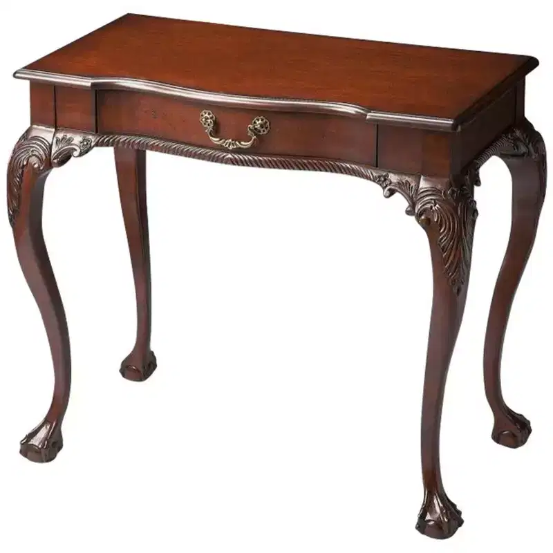 Dark Brown Writing Desk, Traditional Style, 1-Person