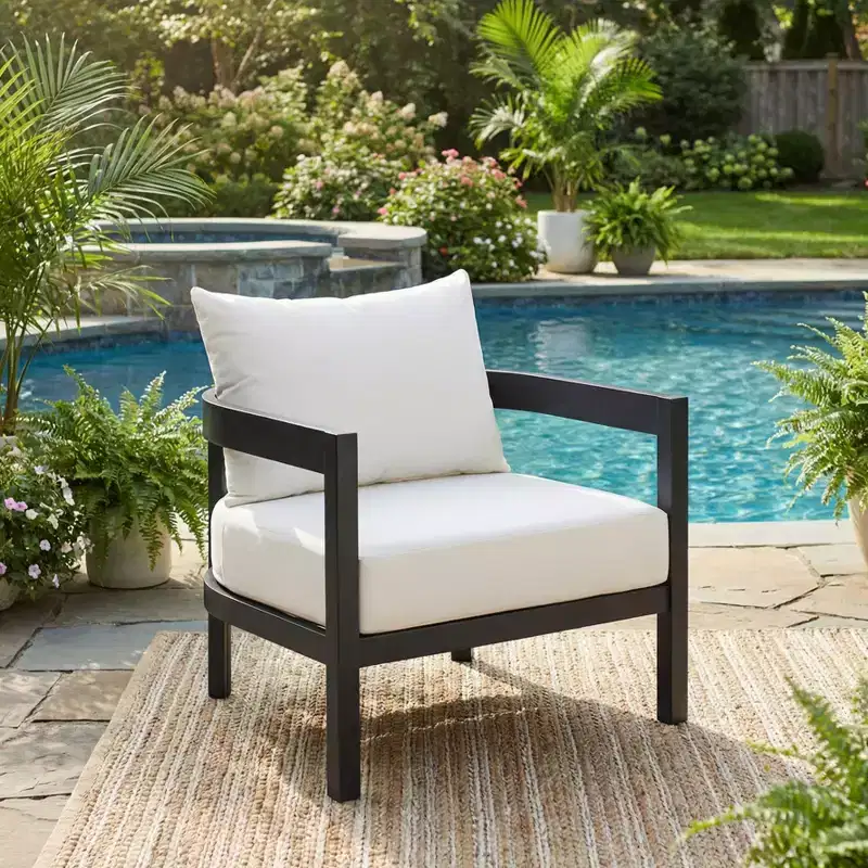 Christopher Knight Home Sergio Modern Aluminium Patio Accent Chair with Cushion and Curved Backrest