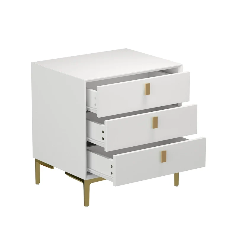 Natural Mid-Century Modern 3-Drawer Nightstand Bedside Table