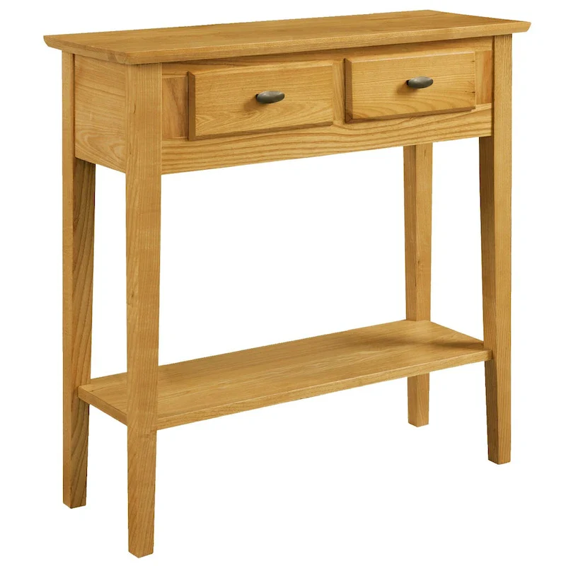 Solid Ash Wood Console Table with 2 Drawers & Open Shelf – 2 Finishes