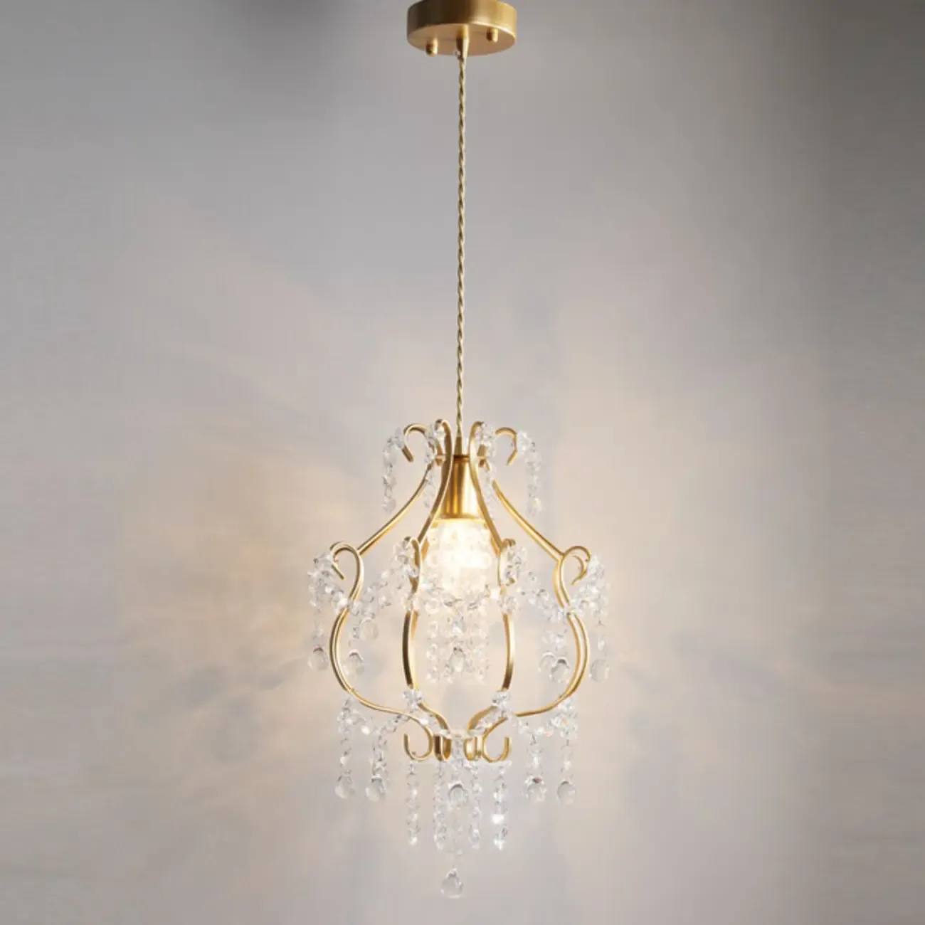 Elegant Crystal Gold Pendant Light for Dining Room