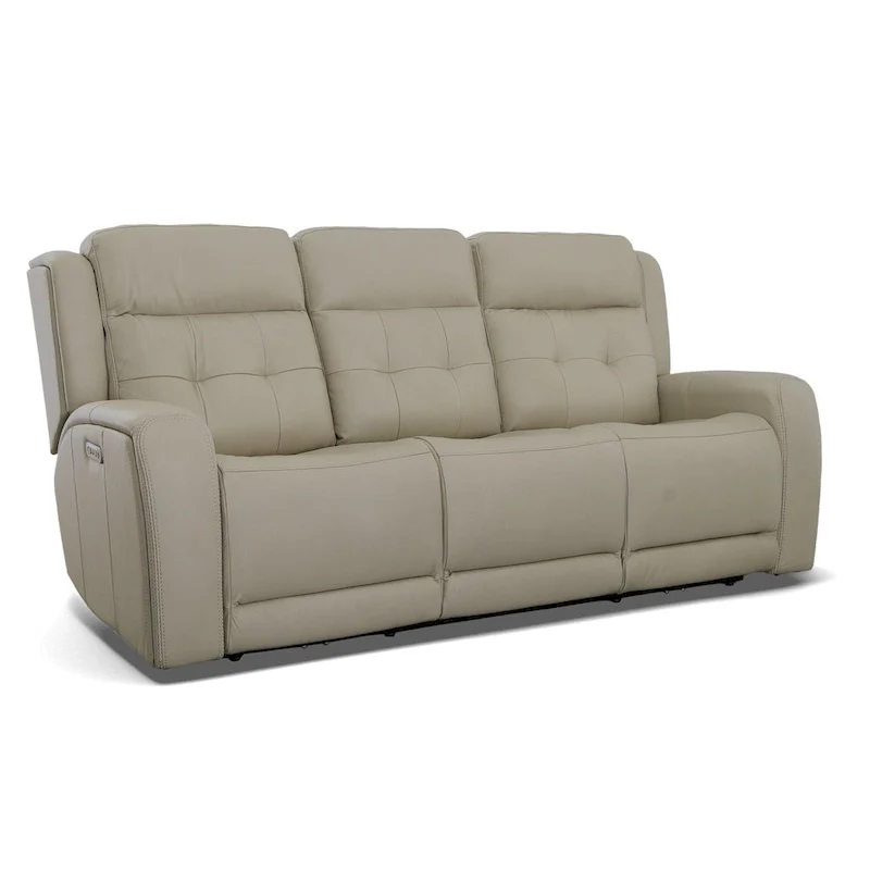 Grant 87 Leather Power Reclining Sofa with Power Headrests by Flexsteel