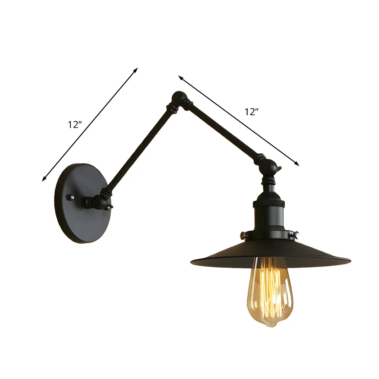 Industrial Metal Flat-Shade Swing Arm Wall Light