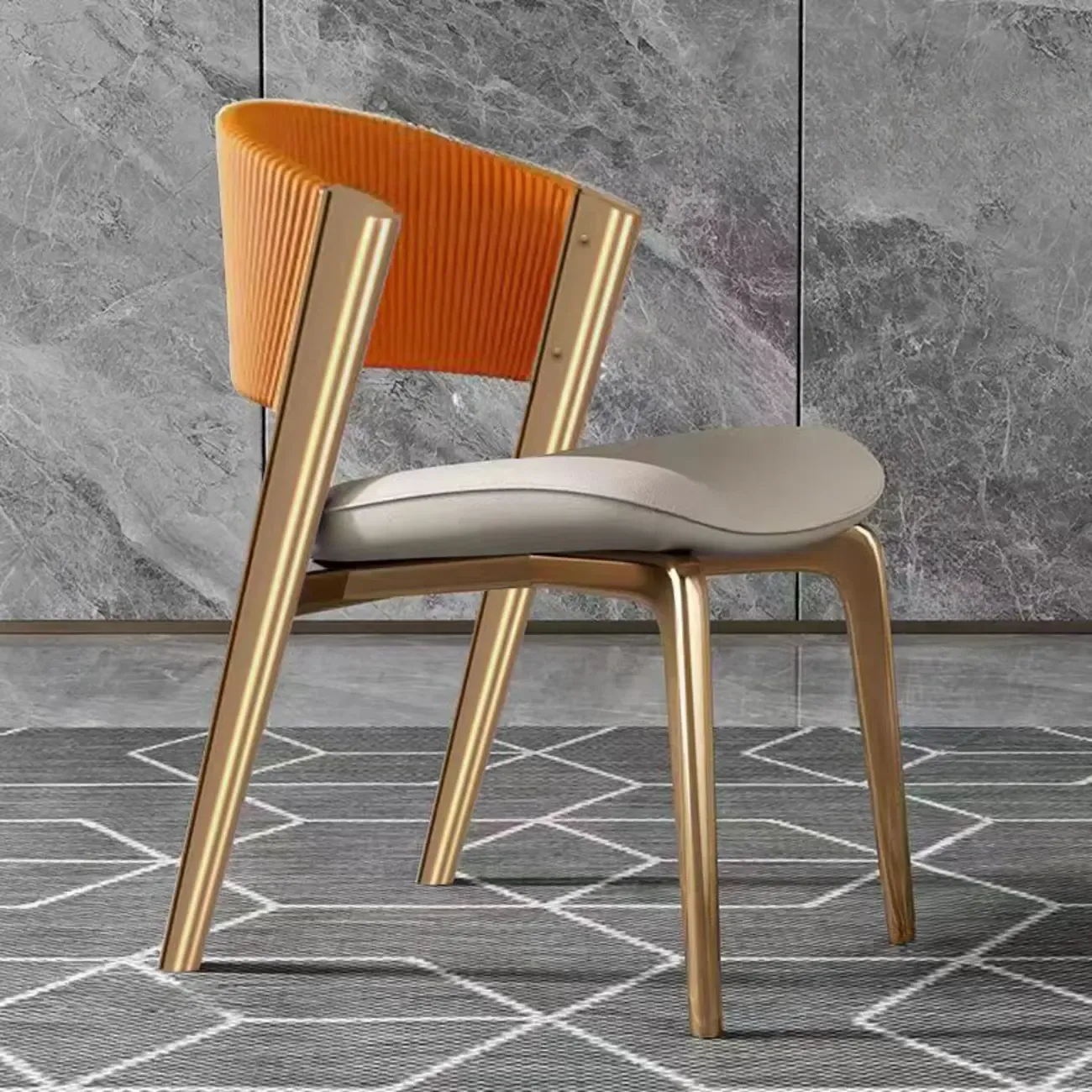 Glam Modern Low Back Faux Leather Dining Chair