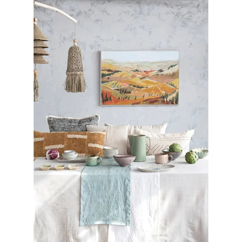 Wood and Hand-Woven Seagrass Mobile Wall Hanging - 29.5 L x 7.9 W x 45.3 H