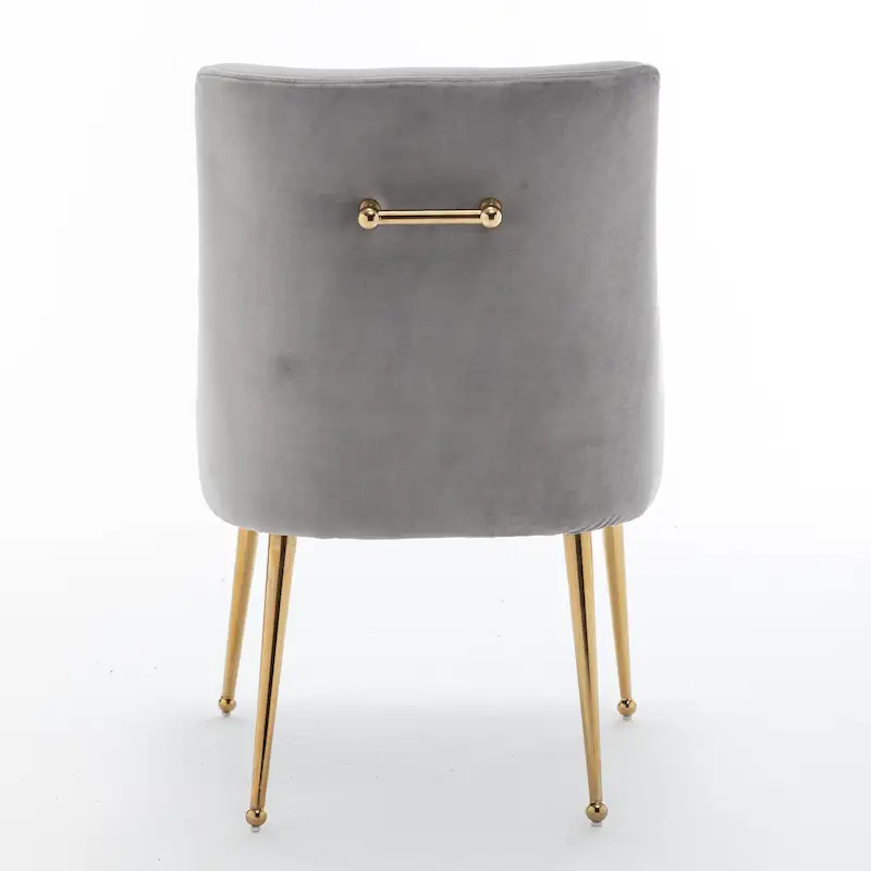 Velvet Upholstered Armless Dining Chair with Gold Metal Legs – Beige / Green / Black / Navy / Grey