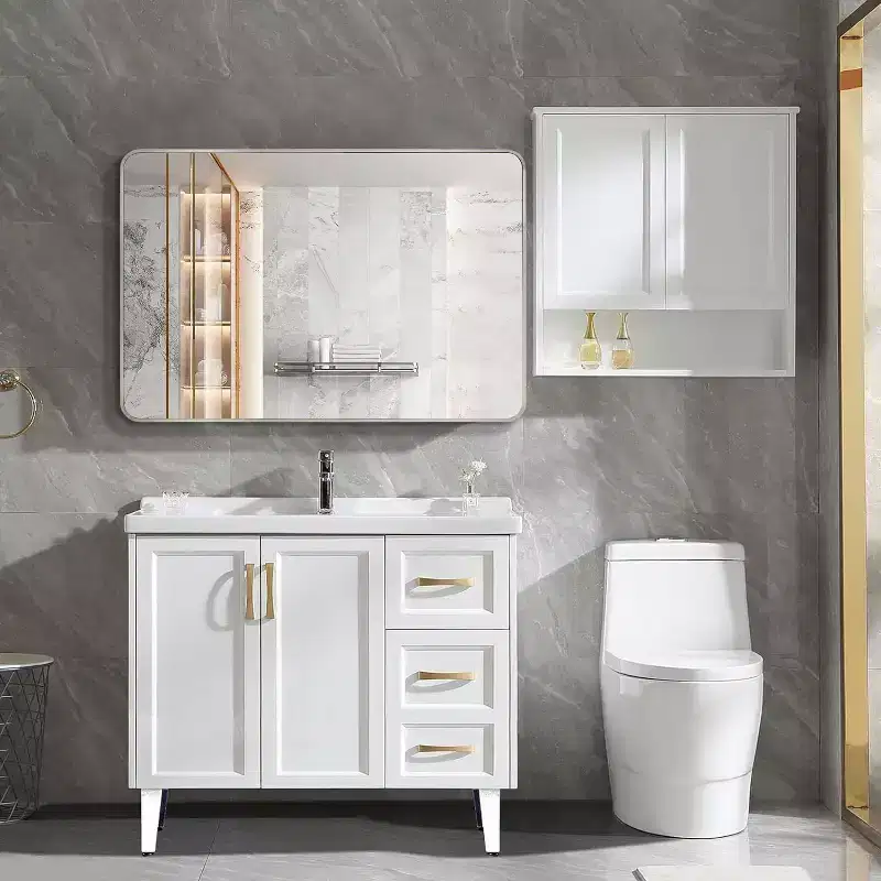 30 x 40 Inch Silver Aluminum Framed Rectangular Bathrrom Wall Mirror Decorative Mirror for Home