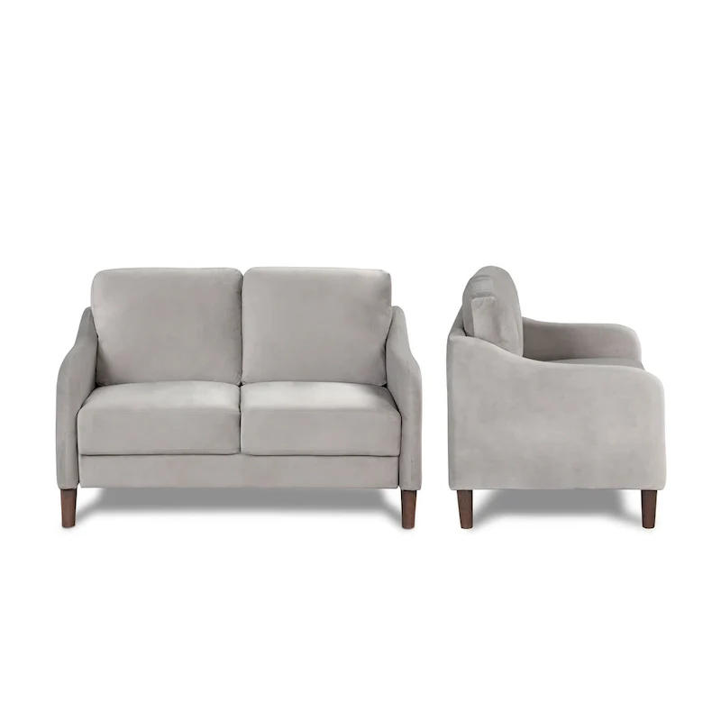 Grey Velvet Loveseat – 2-Seat, 52