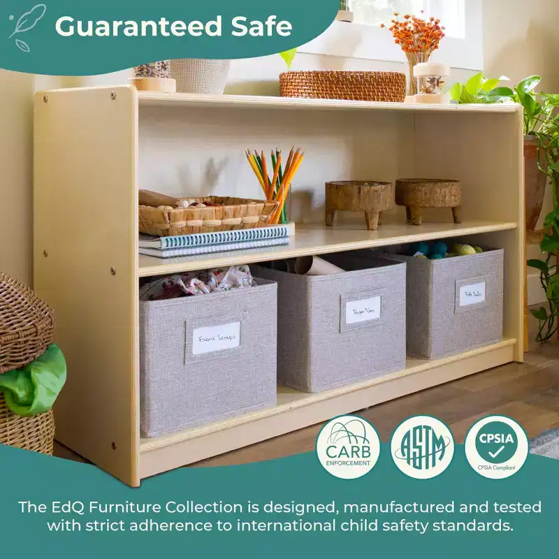 Guidecraft EdQ 2-Shelf Open Storage 24: Children's Low Wooden Bookshelf with Toy Shelves for Classroom and Playroom Organization