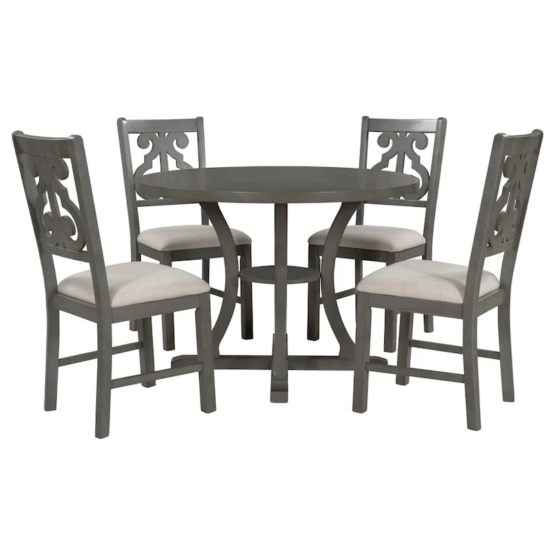 5-Piece Round Dining Table and Chair Set