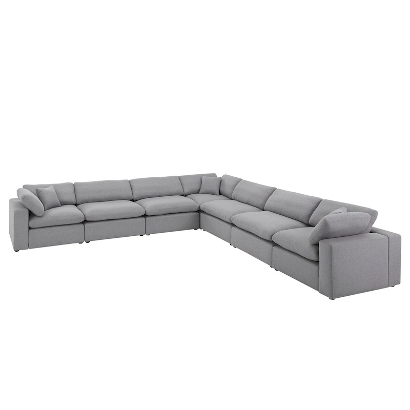 Anka Grey Linen Down Filled Cushioned 7-Seat Sectional Sofa by iNSPIRE Q Modern