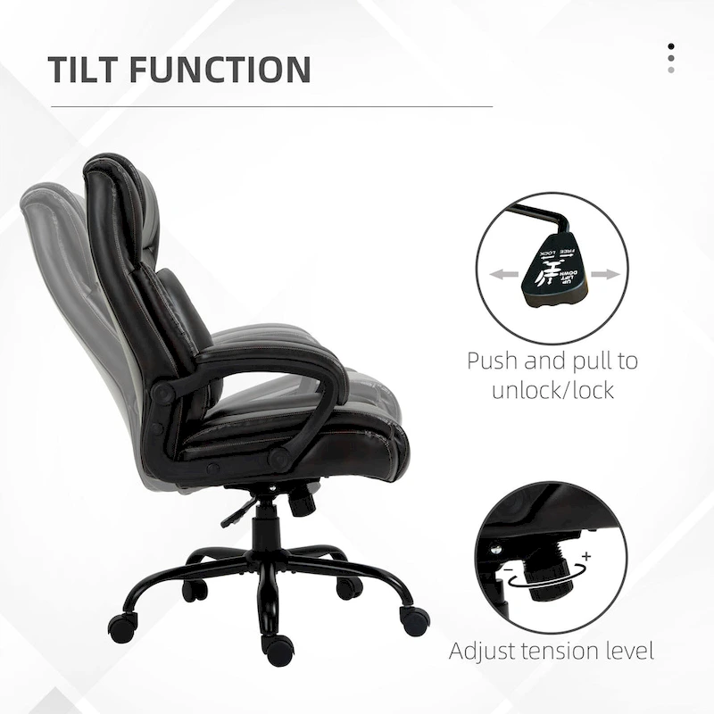 Executive Office Chair with Wide Seat, Computer Desk Chair with High Back, Adjustable Height and Swivel Wheels