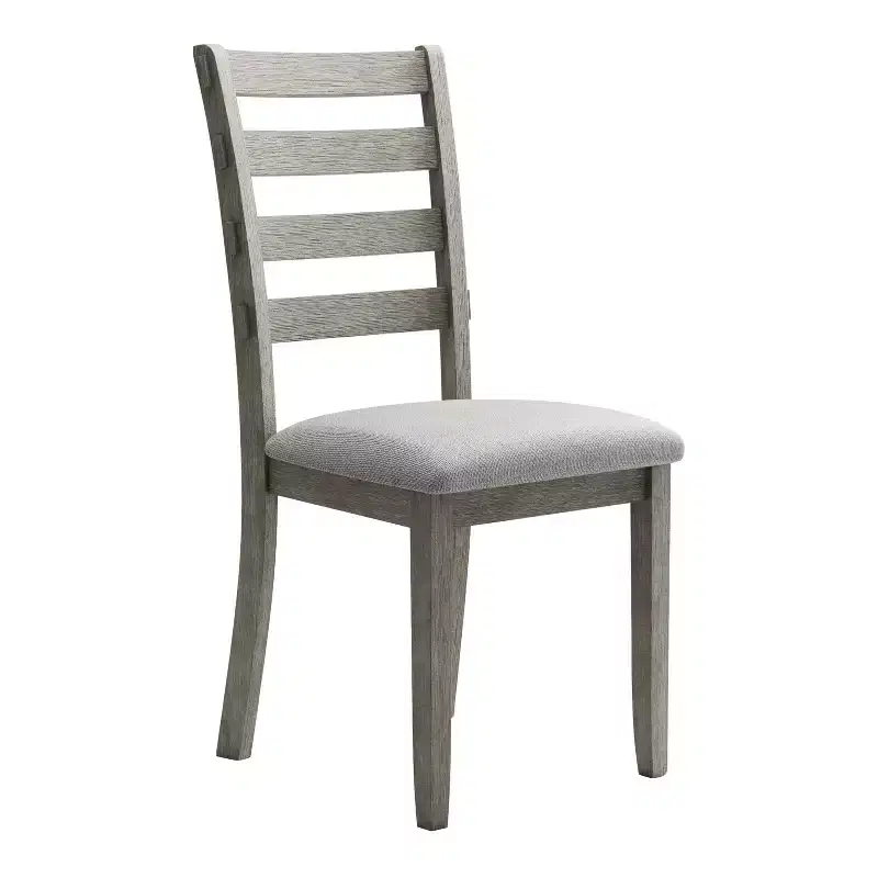 24/7 Shop At Home Set of 2 Windsong Ladder Back Cushioned Dining Chairs Gray: Upholstered, Parsons Style, Wood Frame