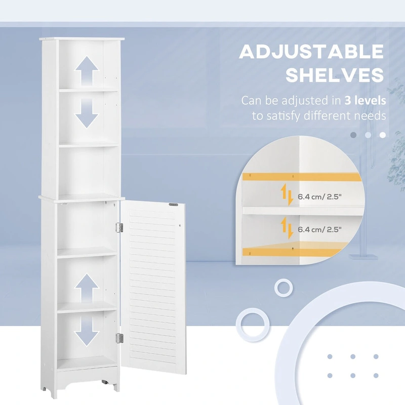 Tower with 3-Tier Open Adjustable Shelf