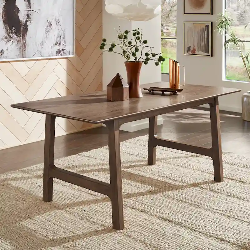 Rubberwood Dining Table, 71.64 Inch, Walnut Finish