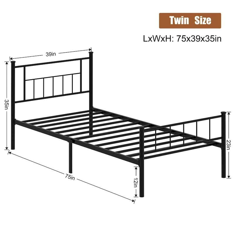 Futzca Bed Frame with Headboard and Footboard